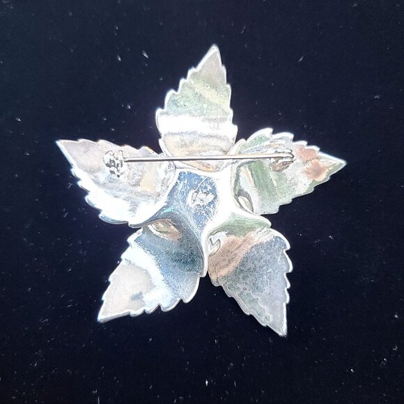 Vintage Liz Claiborne Flower Brooch Pin Enamel Beaded Green - Picture 3 of 7